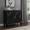 Homeroots 34in Black Wood Carved Geometric Accent Cabinet With Two Doors 691652 - alternate 4