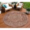 Homeroots 8' Burgundy Round Medallion Washable Indoor Outdoor Area Rug 607994 - alternate 1