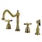 Kingston Brass Double-Handle Widespread Kitchen Faucet with Brass Sprayer, Antique Brass KB1793BEXBS - alternate 1