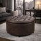 Niche Knight 28 in Large Round Pintucked Storage Ottoman with Lift off lid - Brown Faux Leather N6270TF - alternate 5
