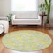 Homeroots 8' Yellow Denim Blue And Beige Round Abstract Washable Indoor Outdoor Area Rug 602607 - alternate 8