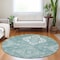 Homeroots 8' Aqua Teal Blue And Ivory Round Medallion Washable Indoor Outdoor Area Rug 589028 - alternate 8