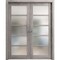 Sartodoors Sliding French Double Pocket Doors Frosted Glass Grey 64x96 (2* 32x96) Solid Core Modern Interior QUADRO4002DP-NEB-6496 - alternate 1