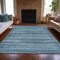 Homeroots 10' X 14' Artichoke Green And Blue Striped Washable Indoor Outdoor Area Rug 631472 - alternate 8