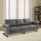Leisuremod Lincoln Modern Leather 3-Seater Sofa with Stainless Steel Base LAB83GR-L - alternate 9