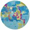 Homeroots 8' Aqua Green And Pink Round Abstract Washable Indoor Outdoor Area Rug 599534 - alternate 7