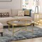 Homeroots 36" Gold Glass And Steel Round Coffee Table 520976 - alternate 9