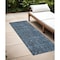 Homeroots 8' Runner Blue and Black Floral Washable Non Skid Indoor Outdoor Runner Rug 564303 - alternate 1