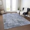 Homeroots 3' X 5' Blue And Dark Gray Abstract Washable Indoor Outdoor Area Rug 605536 - alternate 9