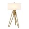 Homeroots 25" Brass Metal Two Light Tripod Table Lamp With White Drum Shade 524369 - alternate 8