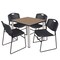 Regency Square Kee Breakroom Table W/ 4 Zeng Stack Chairs, 42 in W, 42 in L, Noble Oak TB4242NOBPCM44BK - alternate 1