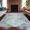 Homeroots 5' X 8' Teal Blue And Beige Geometric Washable Indoor Outdoor Area Rug 632012 - alternate 9