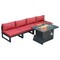Leisuremod Chelsea 5-Piece Middle Patio Chairs and Fire Pit Table Set Black Aluminum With Red Cushions CSFBL-4R - alternate 1