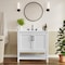Flash Furniture Vega 36in. Vanity w/Sink, Black Hardware, Soft Close Doors & Open Shelf, Carrara Marble, Wht/Wht FS-VEGA36-WH-HDBLK-GG - alternate 1