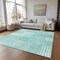 Homeroots 3' X 5' Teal Blue Aqua And Ivory Striped Washable Indoor Outdoor Area Rug 581677 - alternate 9