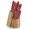 Martha Stewart 14 Piece Stainless Steel Cutlery Set in Red with Acacia Wood Storage Block 122061.14 - alternate 5