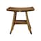 Homeroots Compact Rectangular Teak Shower Outdoor Bench With Shelf In Natural Finish 376744 - alternate 1
