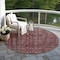 Homeroots 8' Pink And Brick Red Round Damask Washable Indoor Outdoor Area Rug 605099 - alternate 9