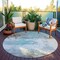 Homeroots 8' Teal Blue And Gray Round Abstract Washable Indoor Outdoor Area Rug 617742 - alternate 8