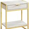 Homeroots 24" Gold And Beige Wood And Metal End Table With Drawer And Shelf 333229 - alternate 4