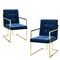 Homeroots Set of Two Tufted Navy Blue and Gold Upholstered Velvet Dining Arm Chairs 543520 - alternate 9