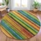 Homeroots 8' Green Teal Blue And Copper Round Striped Washable Indoor Outdoor Area Rug 631211 - alternate 7