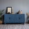 Homeroots 60" Blue Textural Chevron Distressed Wood Sideboard with Four Doors 568406 - alternate 9