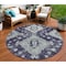 Homeroots 8' Purple Eggplant And Sage Round Medallion Washable Indoor Outdoor Area Rug 589016 - alternate 1