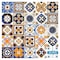 Homeroots 5" x 5" Shades of Blue and Yellow Mosaic Peel and Stick Removable Tiles 400433 - alternate 4