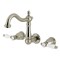 Kingston Brass Double-Handle Wall Mount Bathroom Faucet, Brushed Nickel KS1258BPL - alternate 1