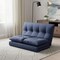 Homeroots 77" Navy Blue Fabric Convertible Futon Sofa Chaise 601951 - alternate 6