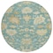 Homeroots 8' Teal Blue Ivory And Green Round Floral Washable Indoor Outdoor Area Rug 605225 - alternate 9