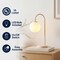 Jonathan Y Arco 18.3 in. Minimalist Mid-Century Arched Metal and Frosted Glass LED Table Lamp, Beige JYL6010C - alternate 8