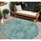 Homeroots 8' Teal Blue And Gray Round Geometric Washable Indoor Outdoor Area Rug 594589 - alternate 1