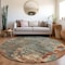 Homeroots 8' Pale Aqua Copper And Beige Round Abstract Washable Indoor Outdoor Area Rug 618234 - alternate 9