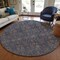 Homeroots 8' Navy Blue Beige And Taupe Round Floral Washable Indoor Outdoor Area Rug 582292 - alternate 8