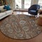 Homeroots 8' Brown Gray And Charcoal Round Oriental Washable Indoor Outdoor Area Rug 582118 - alternate 7