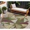Homeroots 8' Olive Green Ivory And Burgundy Round Geometric Washable Indoor Outdoor Area Rug 600386 - alternate 1