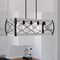 Vaxcel Montclare 5L Black and White Ash Wood Farmhouse Cage Linear Chandelier Island Pendant Light Fixture H0263 - alternate 8
