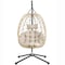 Leisuremod Summit Foldable Egg Swing Chair with Iron Stand, UV-Resistant Wicker, Weatherproof SSCBR-35BG - alternate 6