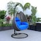 Leisuremod Charcoal Wicker Hanging Egg Swing Chair with Blue Cushions ESCCH-40BU - alternate 10