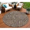 Homeroots 8' Brown Purple And Blue Round Floral Washable Indoor Outdoor Area Rug 605261 - alternate 1