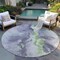 Homeroots 8' Lavender And Lime Green Round Abstract Washable Indoor Outdoor Area Rug 618516 - alternate 7