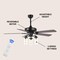 Jonathan Y Lucas 52" 3-Light Rustic Industrial Iron/Wood/Seeded Glass Mobile-App/Remote-Controlled LED Ceiling JYL9614A - alternate 15