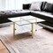 Homeroots 32" White And Gold Glass And Steel Square Coffee Table With Shelf 521991 - alternate 9