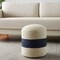 Homeroots 18" Off White And Navy Blue Jute Blend Cylinder Striped Pouf Ottoman 551556 - alternate 1
