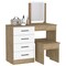Homeroots 39" Natural And White Wood Four Drawer Vanity Table With Mirror And Seat 544023 - alternate 6