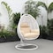 Leisuremod White Wicker Hanging Egg Swing Chair with Beige Cushions ESCW-40BG - alternate 8