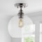 Jonathan Y Marla 9.75" 1-Light Bohemian Farmhouse Iron/Seeded Glass LED Semi Flush Mount, Nickel/Clear JYL7566A - alternate 9