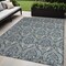 Homeroots 5' X 8' Blue and Cream Damask Washable Non Skid Indoor Outdoor Area Rug 563866 - alternate 1